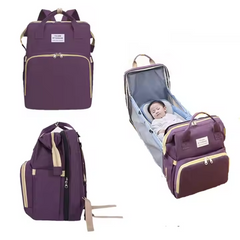 Crib Nappy Travel Foldable Waterproof Backpack Maternity Diaper Bag with Bassinet