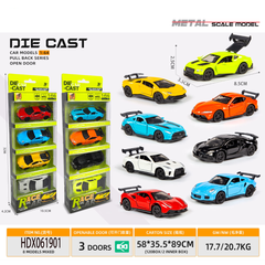 🚗 Die-Cast Metal Car Model Set – 1:64 Pull-Back Racing Cars with Openable Doors (3+ Years)