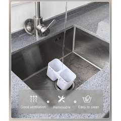 Black Stainless Steel Dish Drainer – Multi-Functional Kitchen Utensil & Cutlery Organizer with Drip Tray