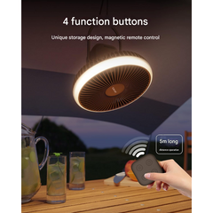 Portable Camping Fan – 10,000 mAh Rechargeable Battery, LED Light, Remote Control, Quiet & Adjustable Airflow