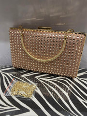Crystal Beaded Clutch Handbag – Elegant Transparent Evening Purse for Women (Black, White, Champagne, Rose)