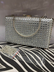 Crystal Beaded Clutch Handbag – Elegant Transparent Evening Purse for Women (Black, White, Champagne, Rose)