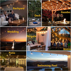 Outdoor LED String Lights 5M – Heavy-Duty Waterproof Patio Lights with 32 Dimmable Shatterproof Bulbs for Gazebo, Pergola, Bistro, Backyard & Garden