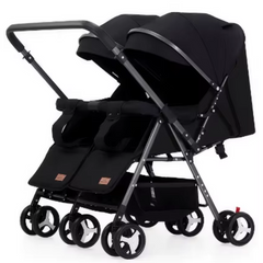 New Design Twin Baby Stroller – Easy Fold, 4-Wheel Suspension, Reclining Seats | Durable & Safe