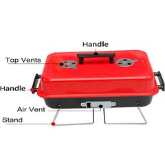 Portable Charcoal BBQ Grill – Lightweight Folding Grill for Burgers, Sandwiches, Outdoor Cooking, Camping & Backyard – Red