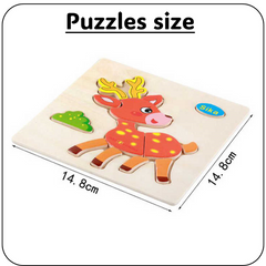 Educational Wooden Puzzles for Toddlers – 16-Piece Animal Learning Toy Set
