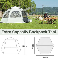 5-Person Pop-Up Family Tent – Waterproof, Windproof, Portable Camping Tent with Carry Bag, 5 Windows & 2 Foyers – Ideal for Hiking, Travel & Outdoor Adventures
