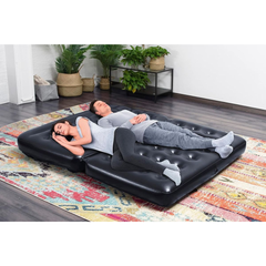 2-in-1 Inflatable Air Sofa Bed – Convertible Lounger & Mattress, Heavy-Duty, Black