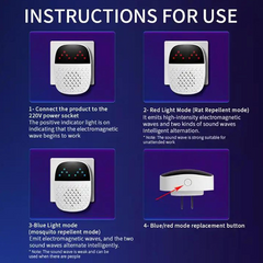 AI Ultrasonic Mouse Repellent Plug-In – Intelligent Pest Control for Mice, Rats, Insects & More | 1000m³ Coverage