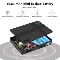 10400mAh Mini UPS with POE for Wifi Router – 36W Backup Power Supply