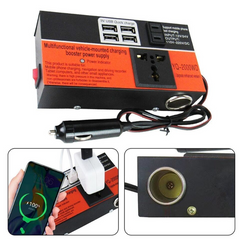 Multifunctional Car Power Inverter 1500W | DC 12V/24V to AC 110V/220V with LED Display & 4 Charging Ports