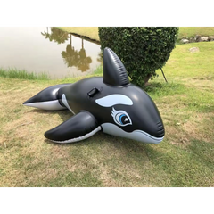 Black Whale Knight Inflatable Water Rider (193cm x 119cm) – Durable & Fun Pool Float for Kids & Adults