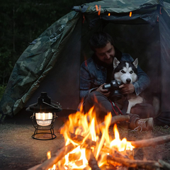 Vintage Camping Lantern – Retro USB Rechargeable Hanging Light with Adjustable Brightness