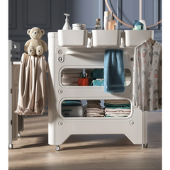 Multi-Functional Pull-Out Diaper-Changing Table Crib with Storage & Latex Pad