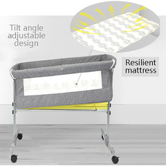 Crib with Mosquito Net, Storage Basket, and Wheels