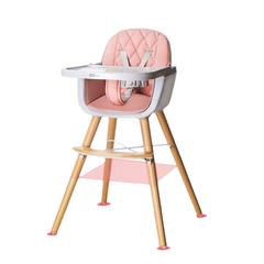 Custom Adjustable Baby Feeding High Chair – Portable Wooden High-Quality Soft Cushion Seat