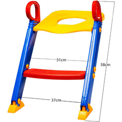 Baby Potty Training Seat with Step Stool Ladder – Sturdy, Anti-Slip, Foldable Toilet Trainer for Toddlers – Red, Blue, Yellow Combo