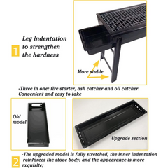Portable BBQ Grill 36x10.5x28cm - Compact & Lightweight Outdoor Cooking Solution
