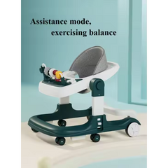 Foldable 3-in-1 Plastic Baby Walker with Silent Wheels for 6-12 Months