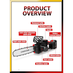 12-Inch Battery Operated Cordless Electric Chainsaw – Handheld, Lightweight, and Powerful for Trimming & Cutting