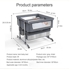 Foldable Twin Bedside Baby Cot – 4-in-1 Convertible, Portable & Adjustable Baby Crib