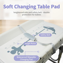 2-in-1 Baby Bathtub & Changing Table – Portable Diaper Changing Station with Storage & Adjustable Height