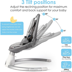 Best Baby Swing for Infants – Bluetooth Baby Rocker with 5-Point Harness, 10 Lullabies, 3 Speeds & Remote Control – Grey
