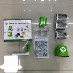 Multi-Shredder Tabletop Drum Grater – 3 Interchangeable Stainless Steel Blades | Easy & Efficient Food Prep