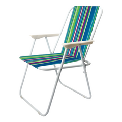 74x56x53cm Lightweight Foldable Outdoor Striped Camping Chair with Armrests – Portable & Durable