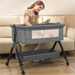 Multi-Functional Portable Newborn Folding Baby Crib | 3-in-1 Bedside Sleeper & Rocking Cradle