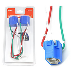 2Pcs H4 Ceramic Female Socket Headlight Elbow Wire Harness Connector with Cable (1mm², 12-24V)