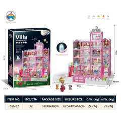 Luxury Villa Role Play Dollhouse Set – 379-Piece Large DIY Doll House with Lights & Furniture for Kids (3+ Years)