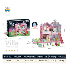 🏡 Villa Role Play Set – 112 PCS Deluxe Dollhouse with Light-Up Features