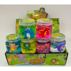 🦖 Crystal Mud Slime – Dinosaur Jar Collection | Stretchy, Colorful & Fun Sensory Toy for Kids (12 PCS)