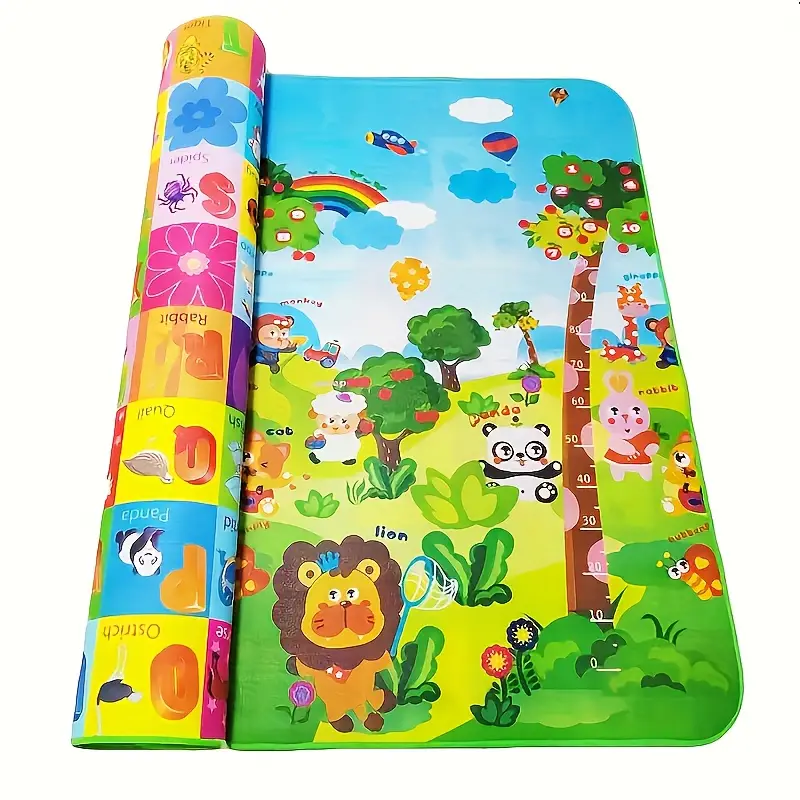 Double-Sided Baby Play Mat for 0-3 Years – Non-Toxic, Waterproof, and Reversible Educational Crawling Mat