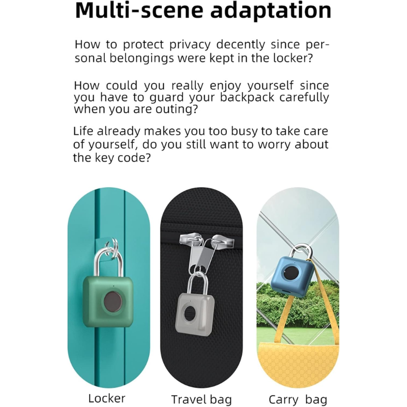 Mini Smart Fingerprint Padlock – Biometric Keyless Waterproof Lock for Doors, Luggage & More