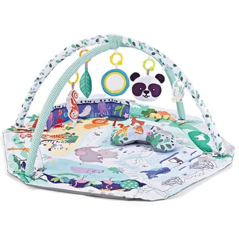 Foldable Hexagonal Activity Gym & Ball Pit - Plush Baby Play Mat with Musical Features
