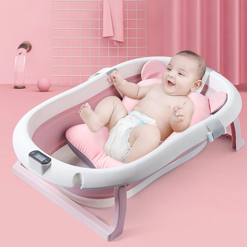 Foldable Baby Bathtub with Temperature Sensing | Lightweight, Safe, and Travel-Friendly