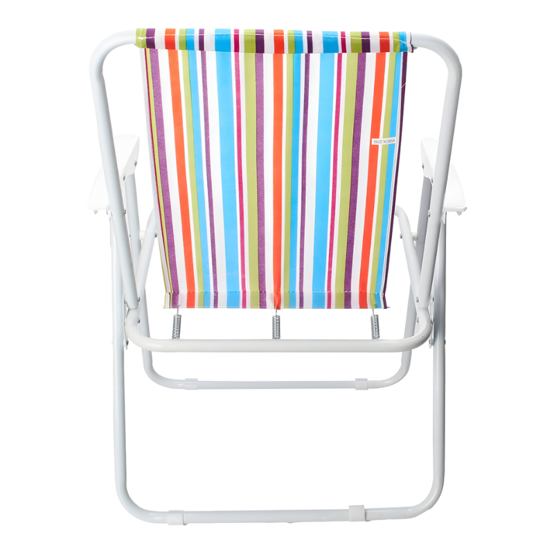 74x56x53cm Lightweight Foldable Outdoor Striped Camping Chair with Armrests – Portable & Durable