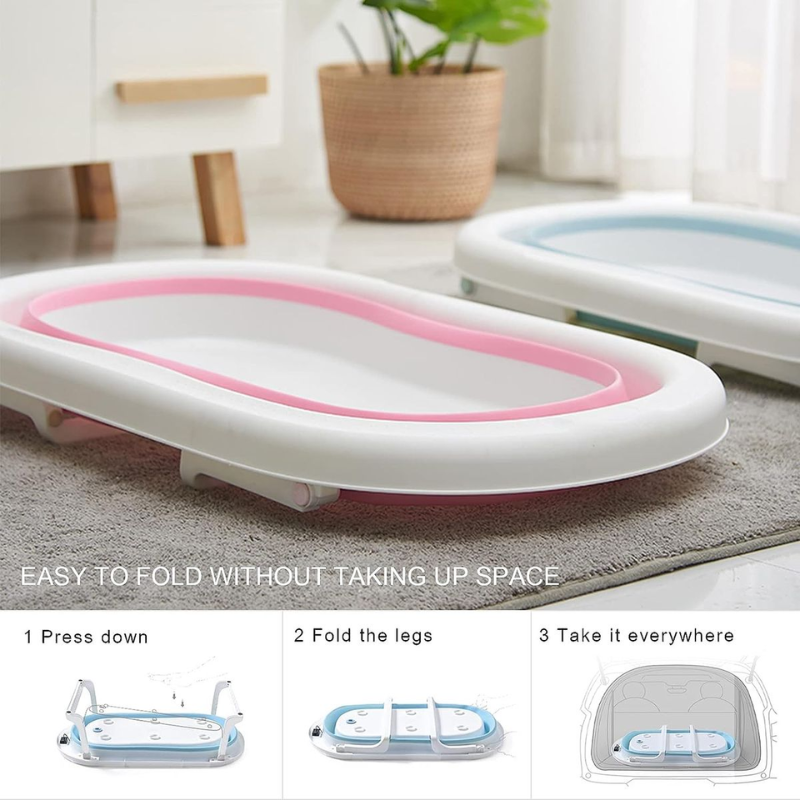 Foldable Baby Bathtub with Temperature Sensing | Lightweight, Safe, and Travel-Friendly