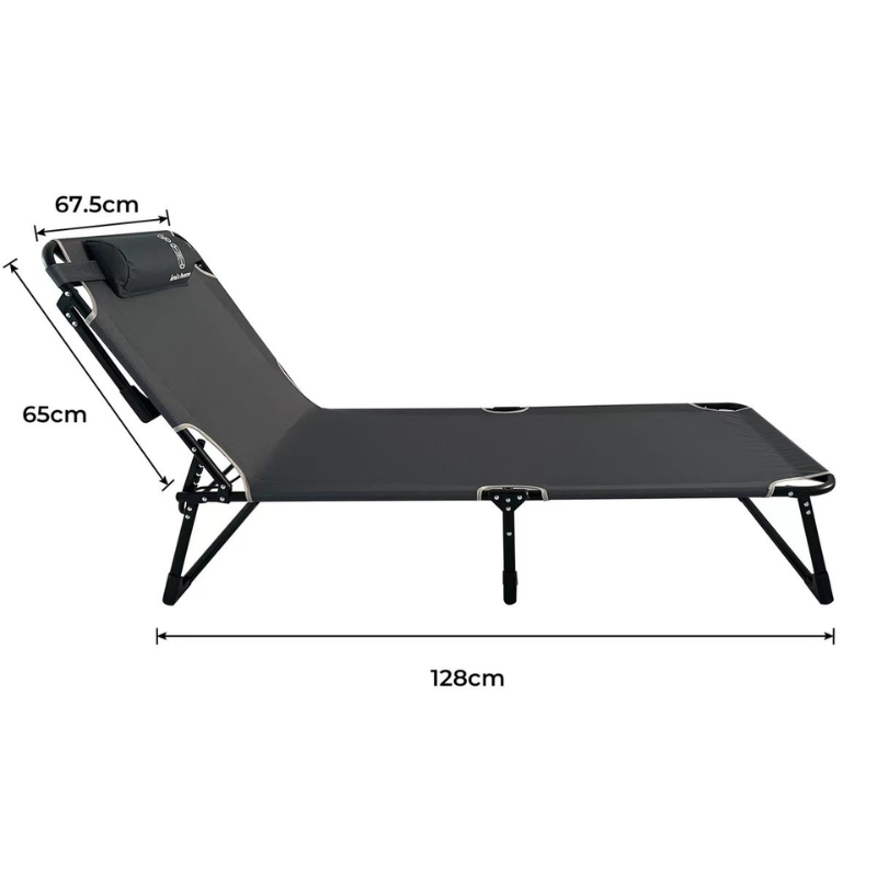 Reclining Foldable Outdoor Sun Lounger Cot Bed with Pillow – Heavy-Duty, Lightweight & Compact Camping Bed