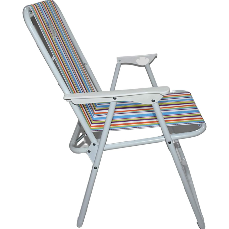 74x56x53cm Lightweight Foldable Outdoor Striped Camping Chair with Armrests – Portable & Durable