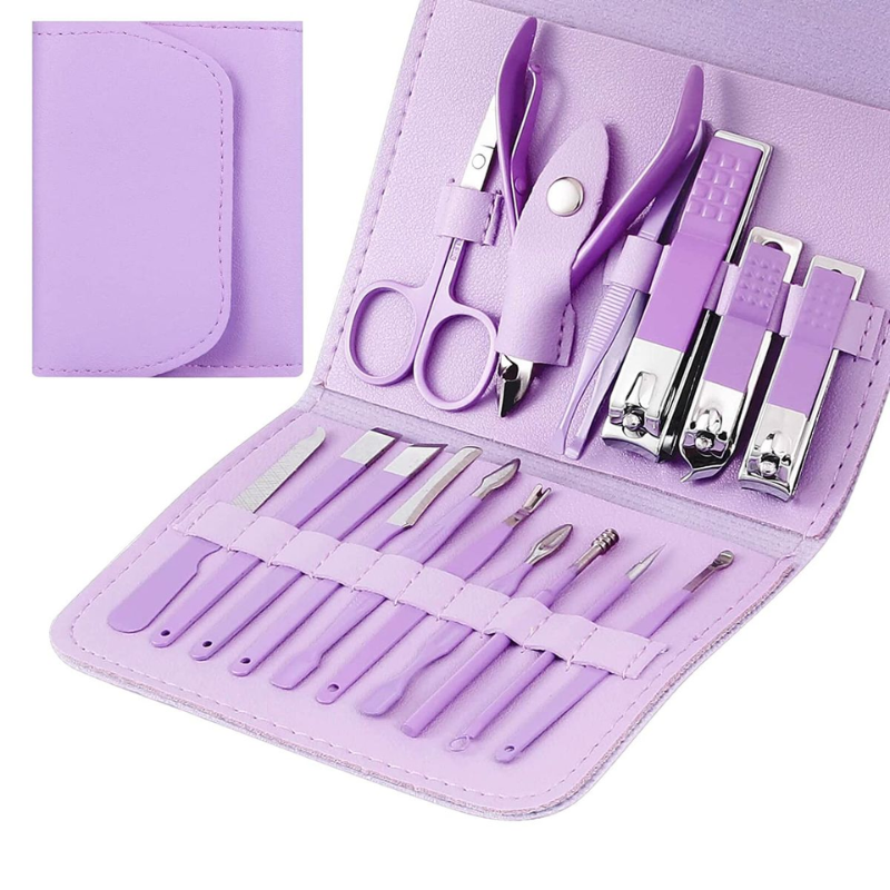 16-Piece Manicure & Pedicure Nail Clipper Set with Travel Case – Professional Grooming Kit