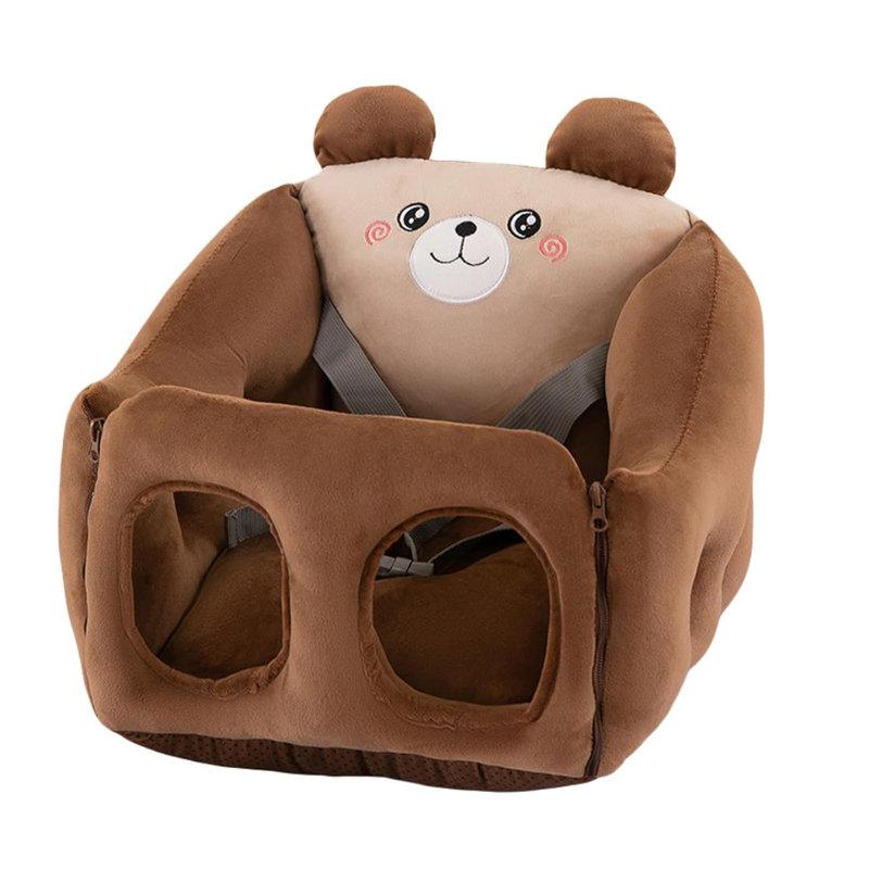 Cute Plush Baby Sofa Support Chair – Cartoon Animal Infant Seat with 360° Back Support & Safety Straps