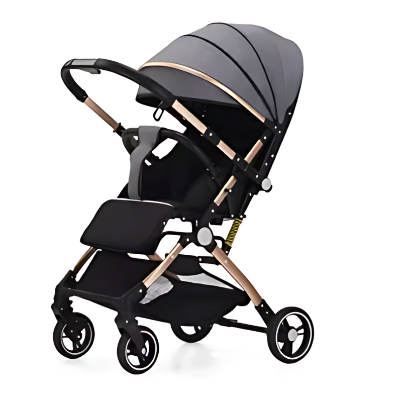Premium Convertible Stroller with Flip-able Handle – Compact Travel Stroller Pram (No Recline Position, Grey)