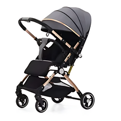 Premium Convertible Stroller with Flip-able Handle – Compact Travel Stroller Pram (No Recline Position, Grey)