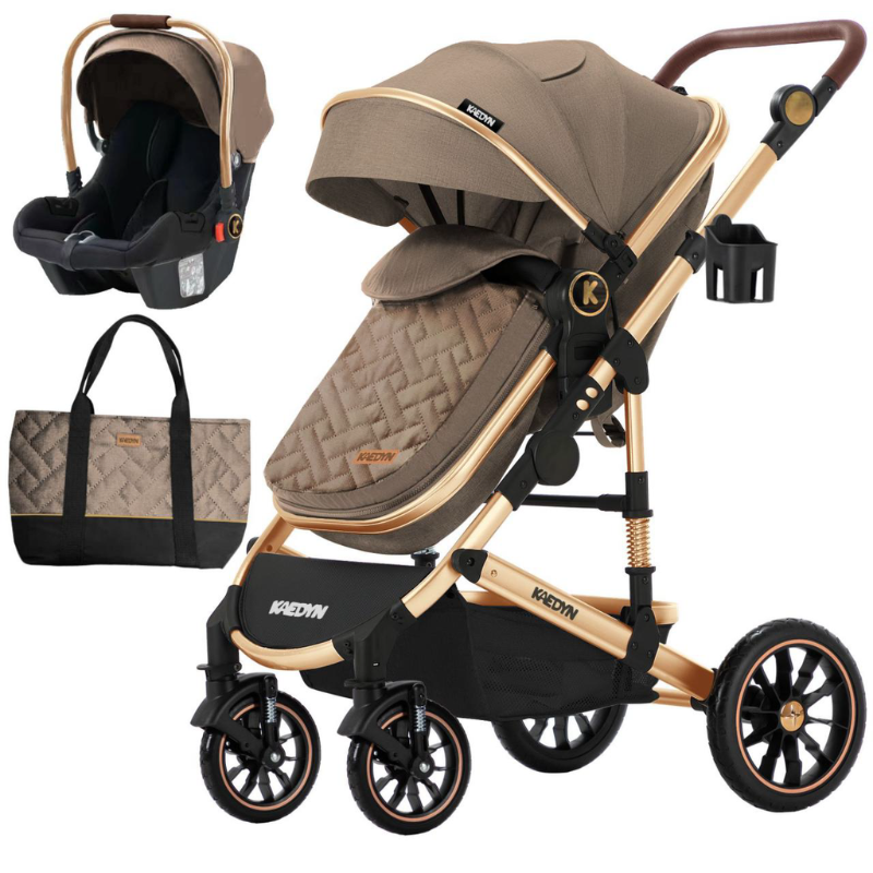 Buy Baby Stroller Pram in Brown - Lightweight, Comfortable, and Stylish | 3 Recline Positions & UV Protection