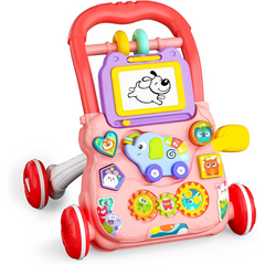 Sit-to-Stand Learning Walker | 2-in-1 Baby Walker with Drawing Board | Educational Activity Center & Baby Music Toy