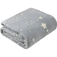 Magic Glow in The Dark Blanket Throw with Star Sky Objects