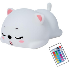 Sleeping Cat Lamp - Rechargeable Silicone Kitty Night Light with Remote Control for Kids & Babies